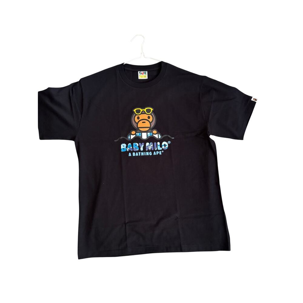 BAPE Baby Milo Swimming Pool Graphic Tee Black 2XL BLUE Camo